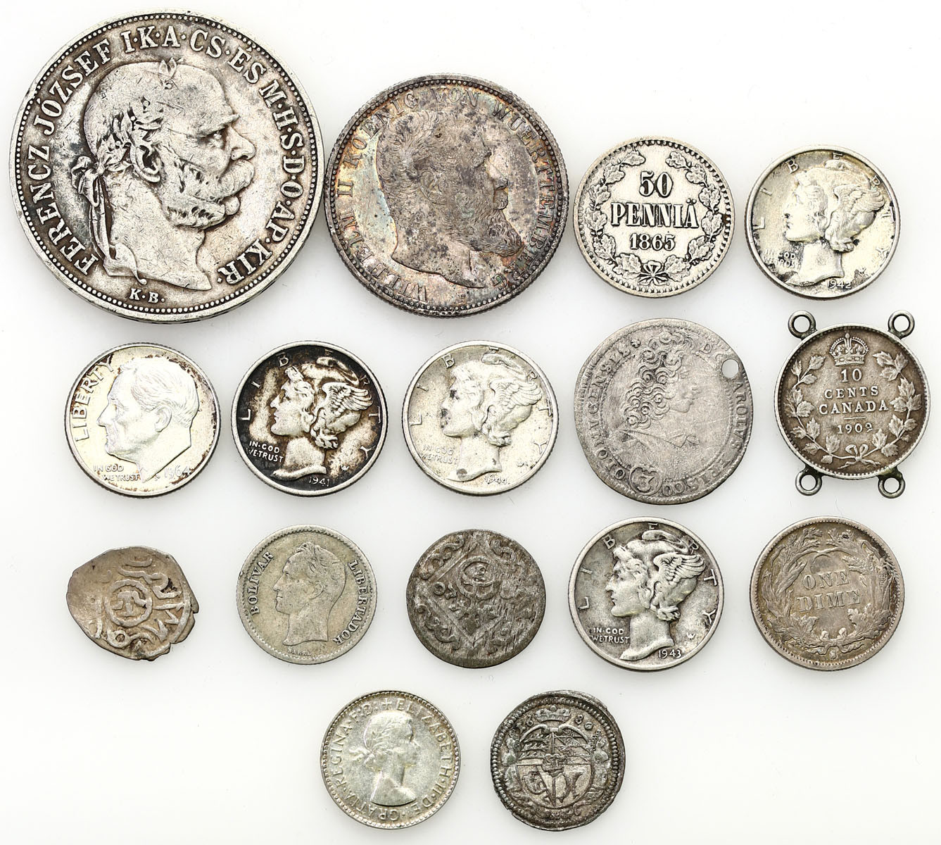 Świat - USA, Boliwia, Kanada, Finlandia, Austria, Niemcy, Australia, zestaw 16 monet